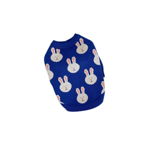 Rabbit Print Dog Sweater - Blue-0