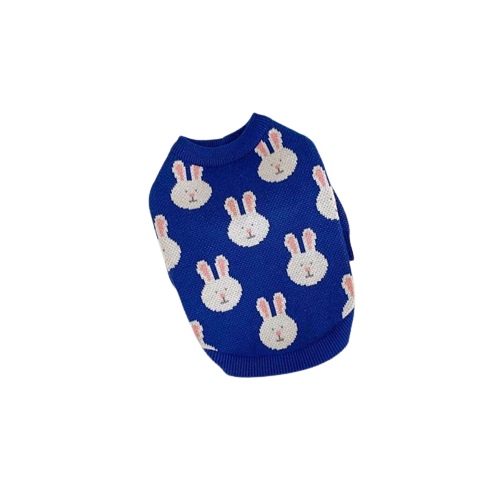 Rabbit Print Dog Sweater - Blue-0