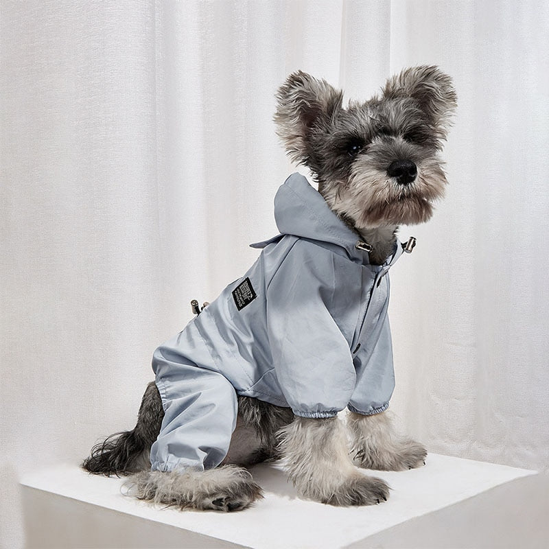 The Waterproof Reflective Dog Raincoat - Dusty Blue-1