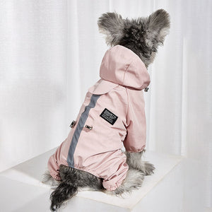 The Waterproof Reflective Dog Raincoat - Dusty Pink-6