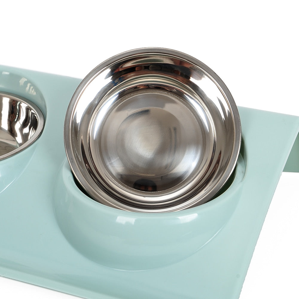 Pastel Double Stainless Steel Pet Bowl (Various Colours)-3