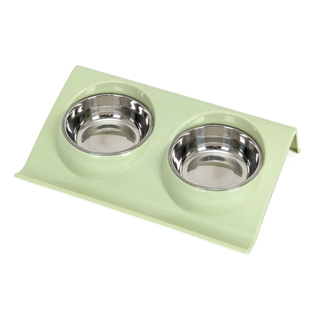 Pastel Double Stainless Steel Pet Bowl (Various Colours)-6