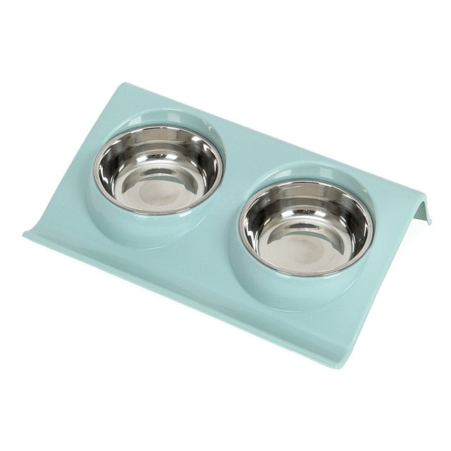 Pastel Double Stainless Steel Pet Bowl (Various Colours)-2