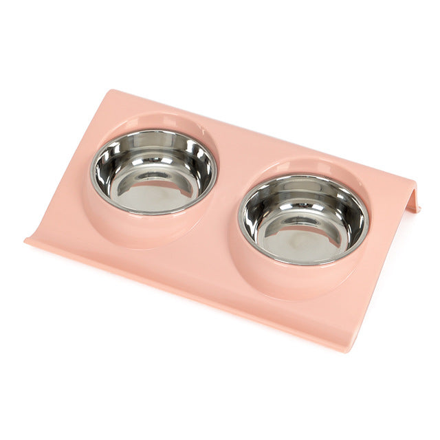 Pastel Double Stainless Steel Pet Bowl (Various Colours)-0