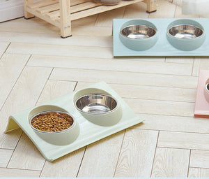 Pastel Double Stainless Steel Pet Bowl (Various Colours)-5